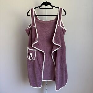 Cardigan sleeveless Purple cottage cherry cloth open floaty‎ cardigan sz L